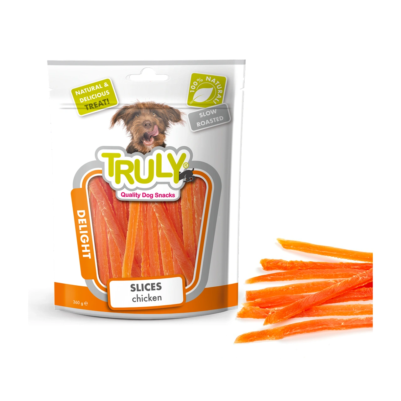 Truly Dog Chicken Slices 360 g - lange kyllingesnacks til hund